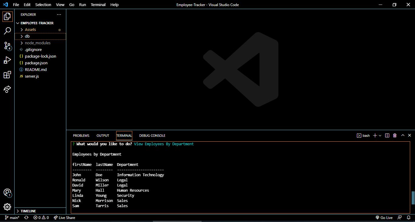 GitHub - Faizila/Employee-Tracker: A command line application that ...