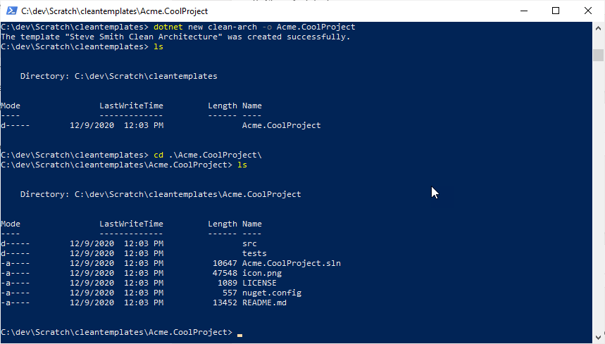 powershell screenshot showing steps