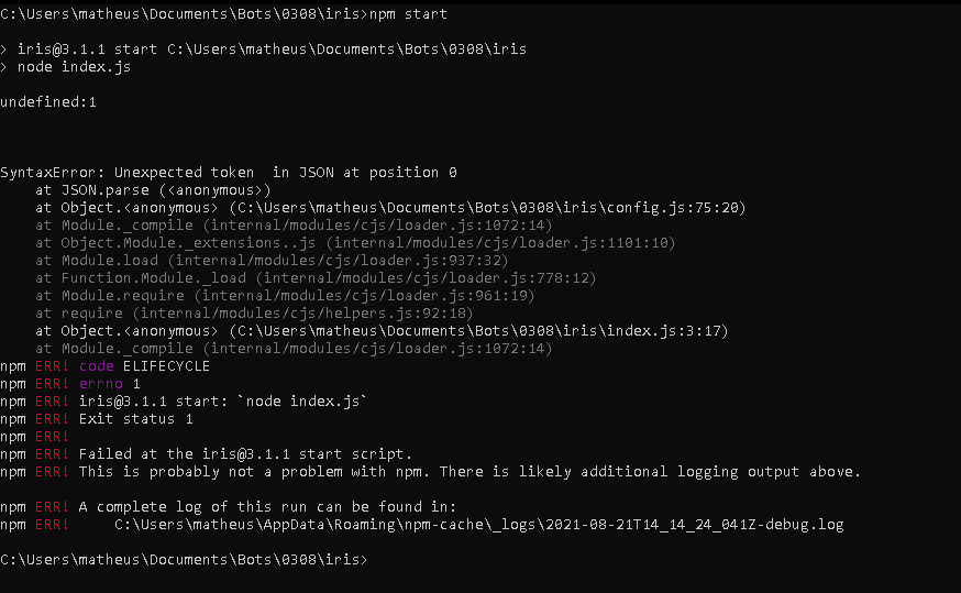 Erro ao iniciar · Issue #149 · KillovSky/Iris · GitHub