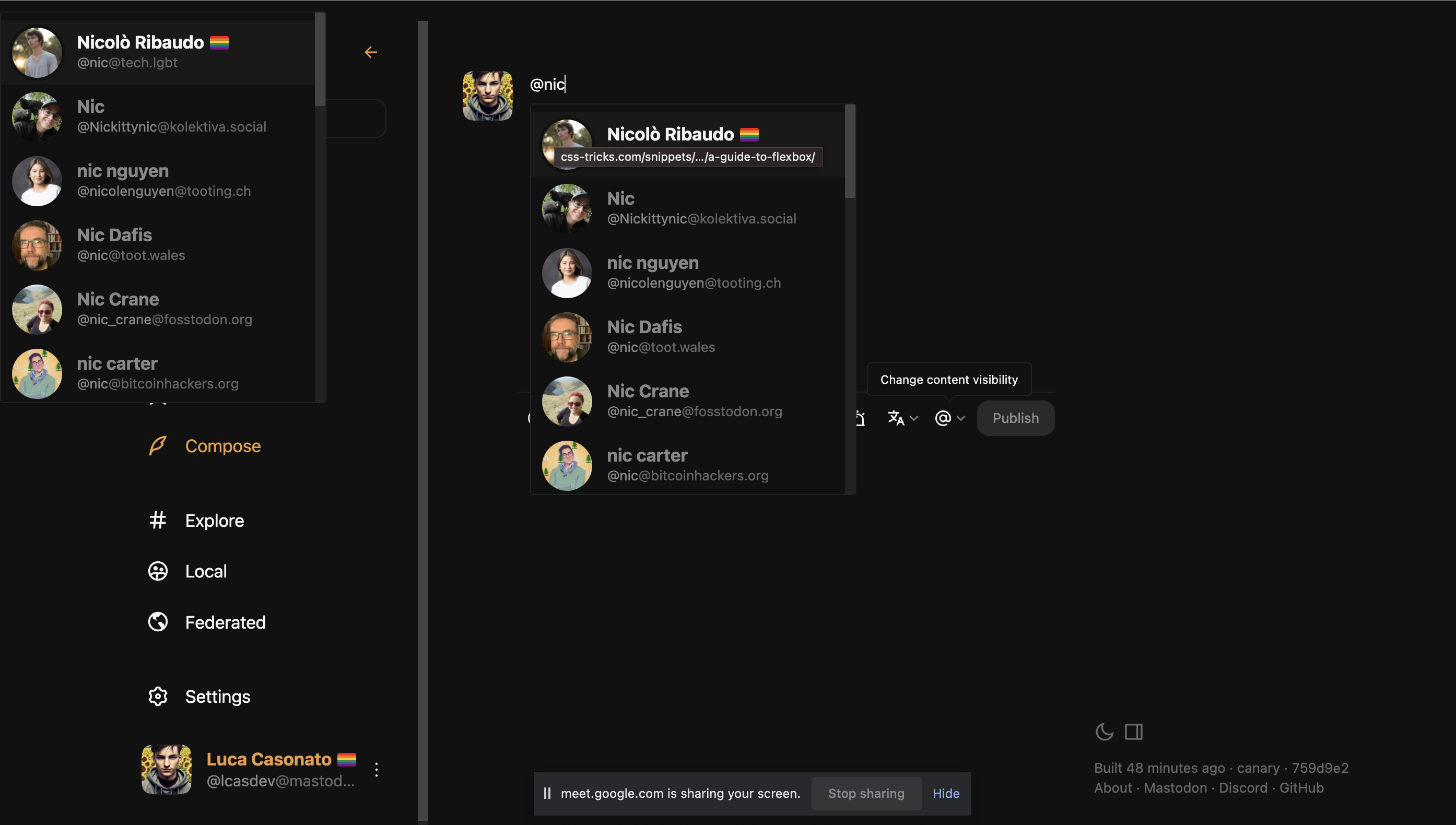 Double account popup in composer page · Issue 898 · elk