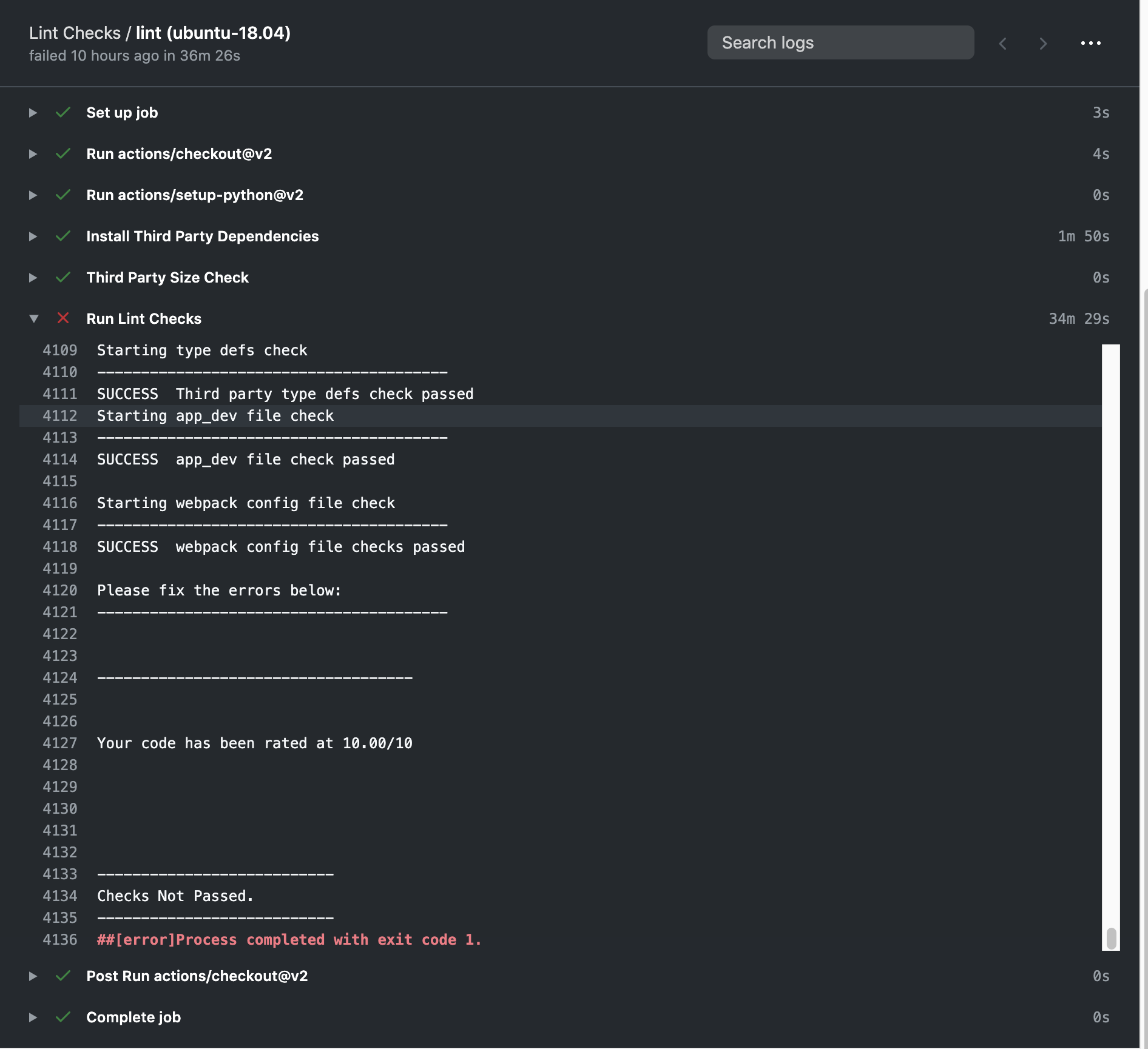 Linting Checks Fail with No Error Message · Issue #9874 · oppia/oppia ...