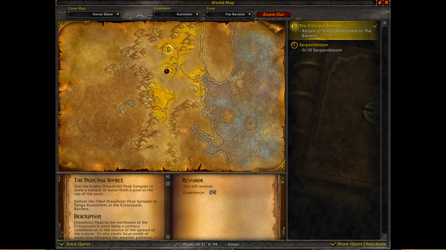 Principal Source quest completion