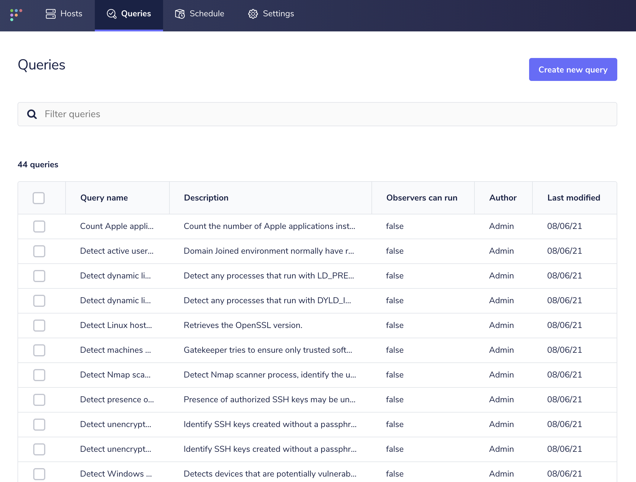 Fleet query page