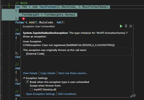 WinRT Factory Error