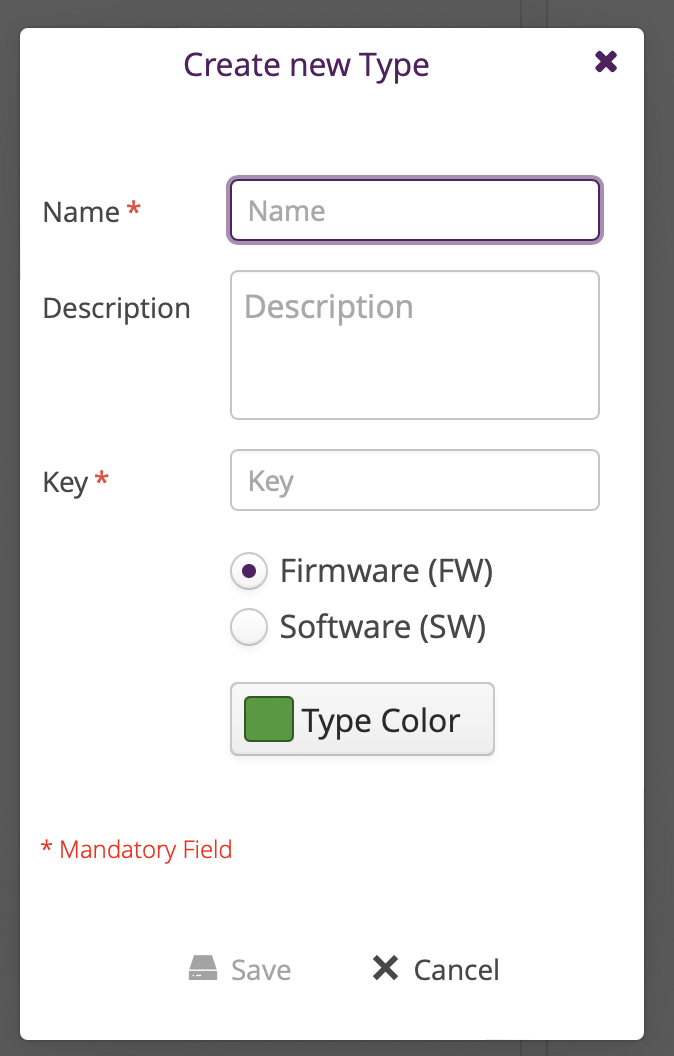 Software Module Types do not allow selection of software/firmware flag ...