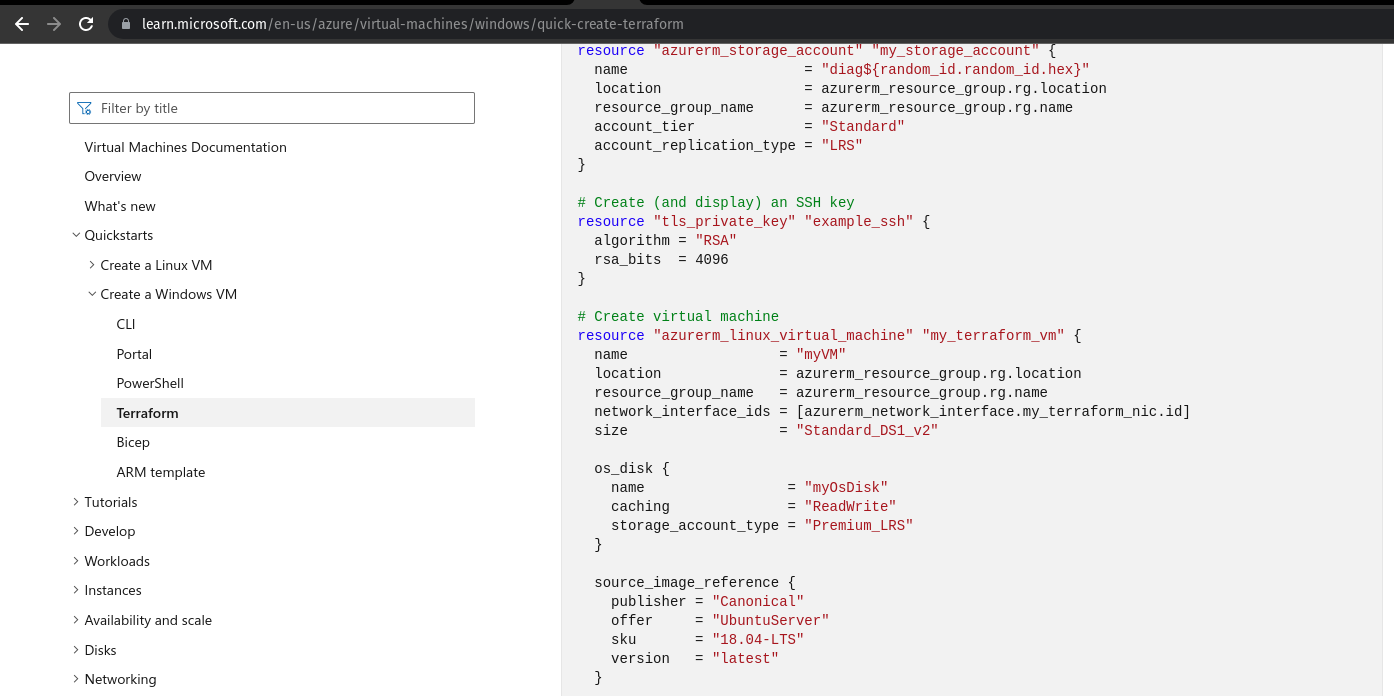 Showing terraform code for linux vm instead of windows vm issue