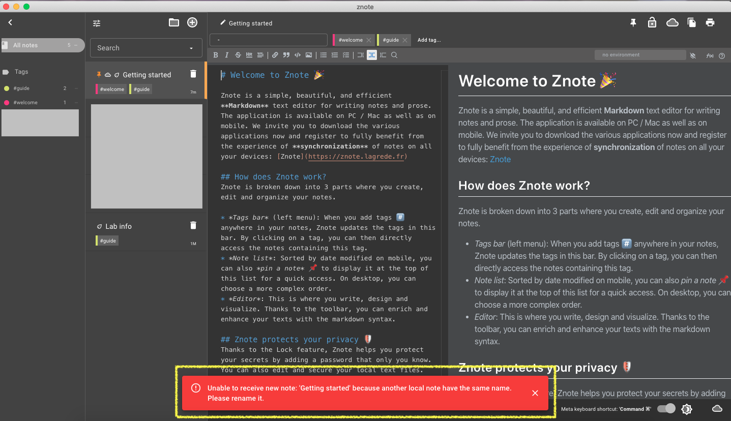 Znote desktop app