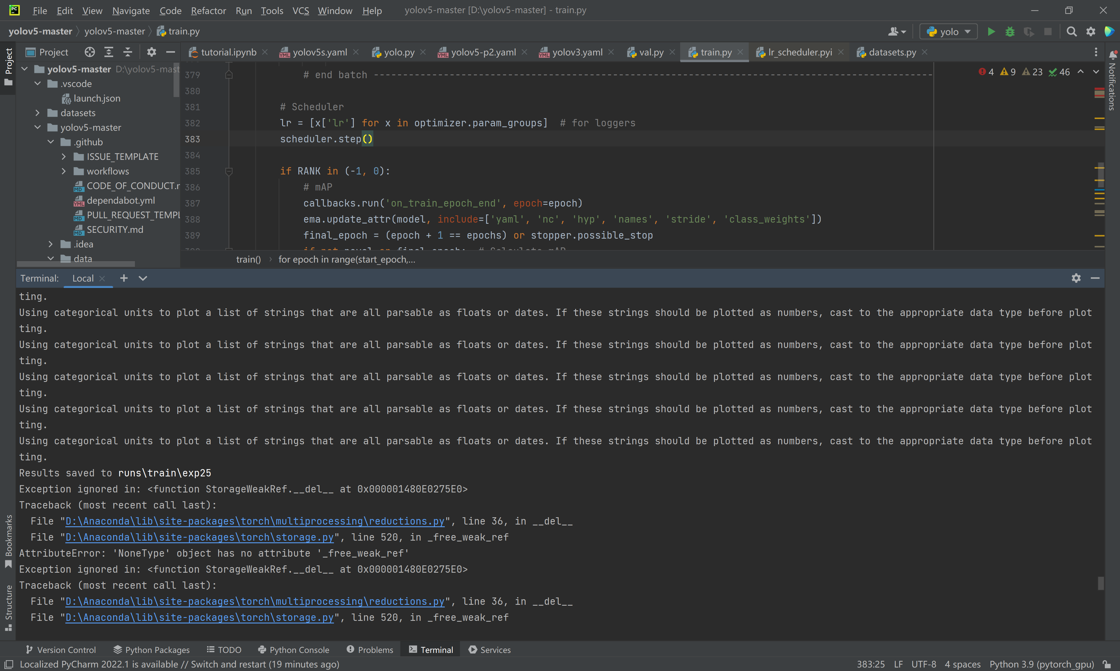 warning · Issue #7724 · ultralytics/yolov5 · GitHub