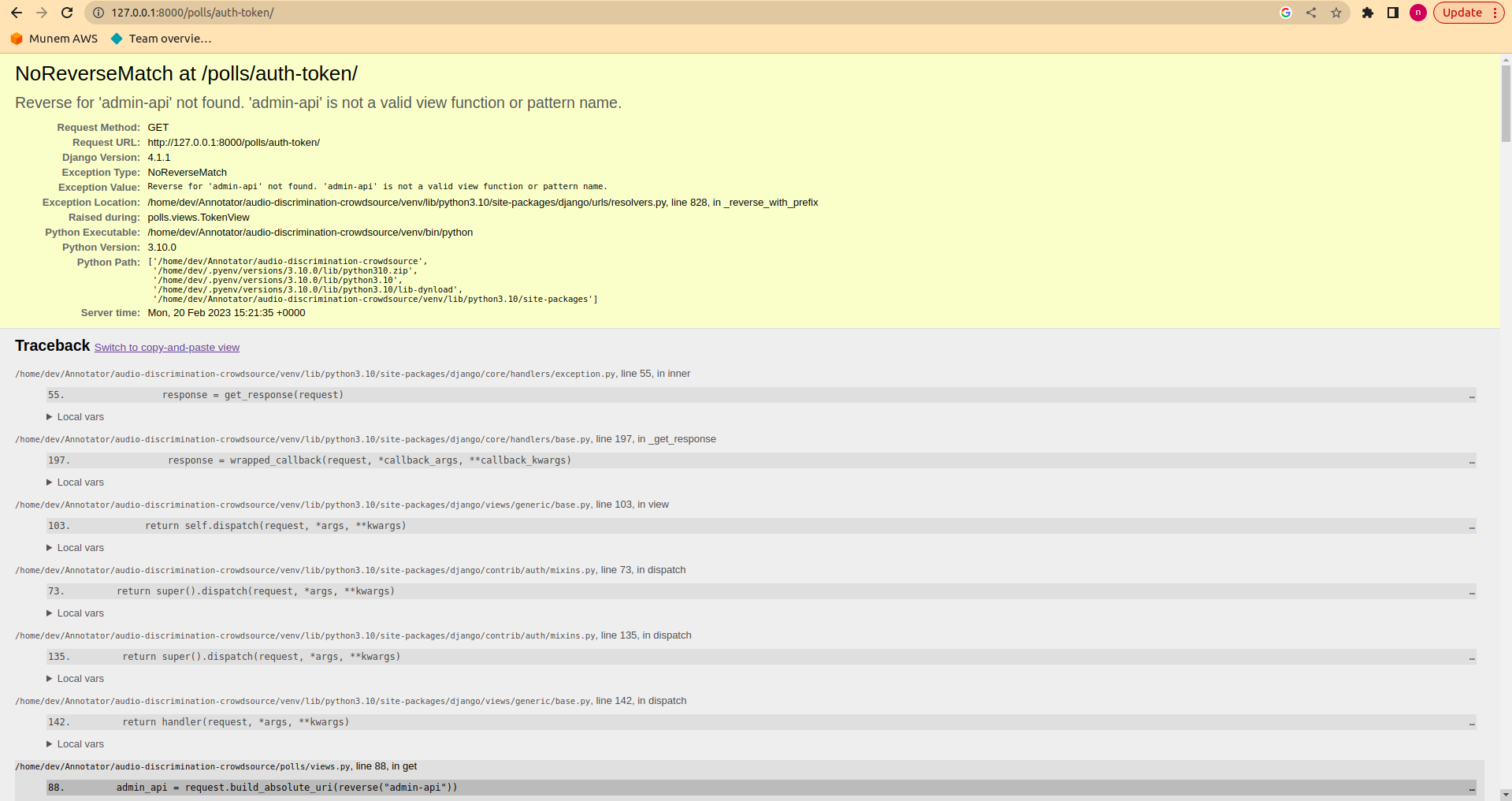 The link for admin-api breaks due to a typo in url naming. Will be ...