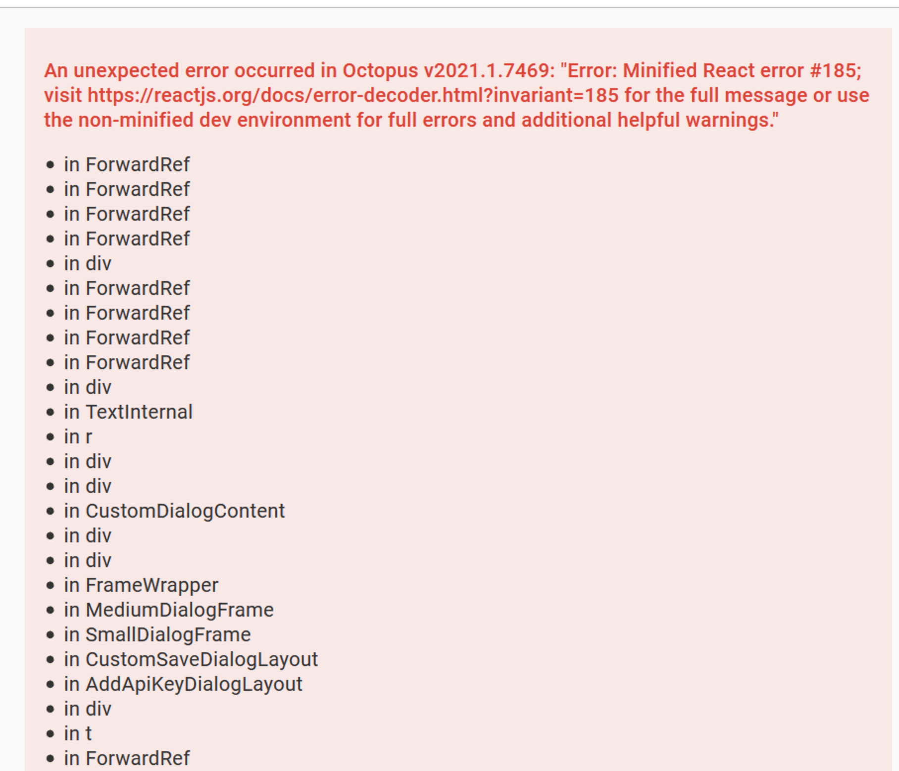 React Error when creating API Key without setting Expiry Date - Firefox ...