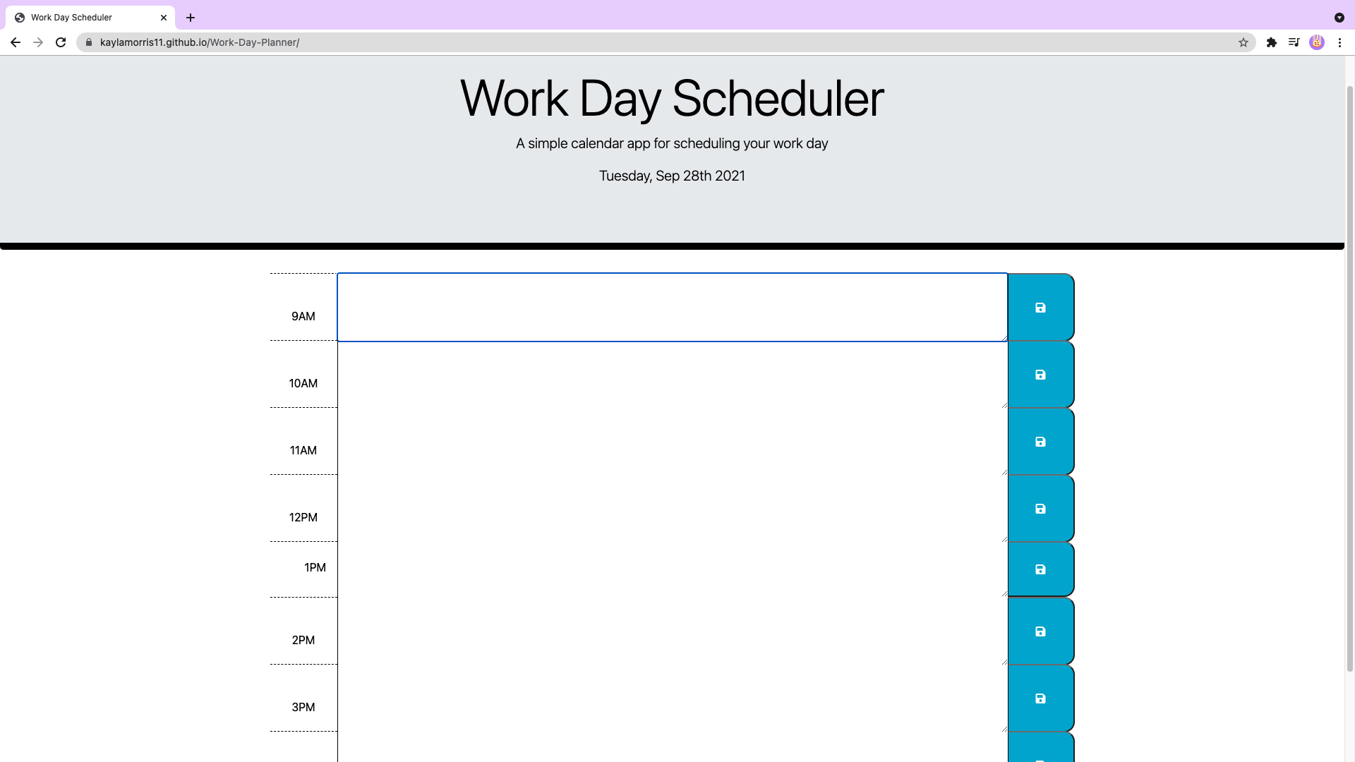 GitHub - KaylaMorris11/Work-Day-Planner: A planner that keeps a busy ...