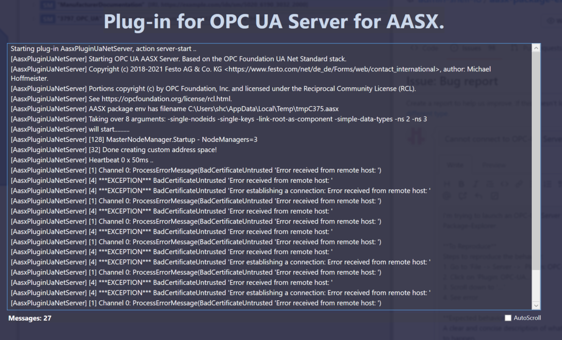 Cannot connect to OPC-UA Server · Issue #135 · eclipse-aaspe/package ...