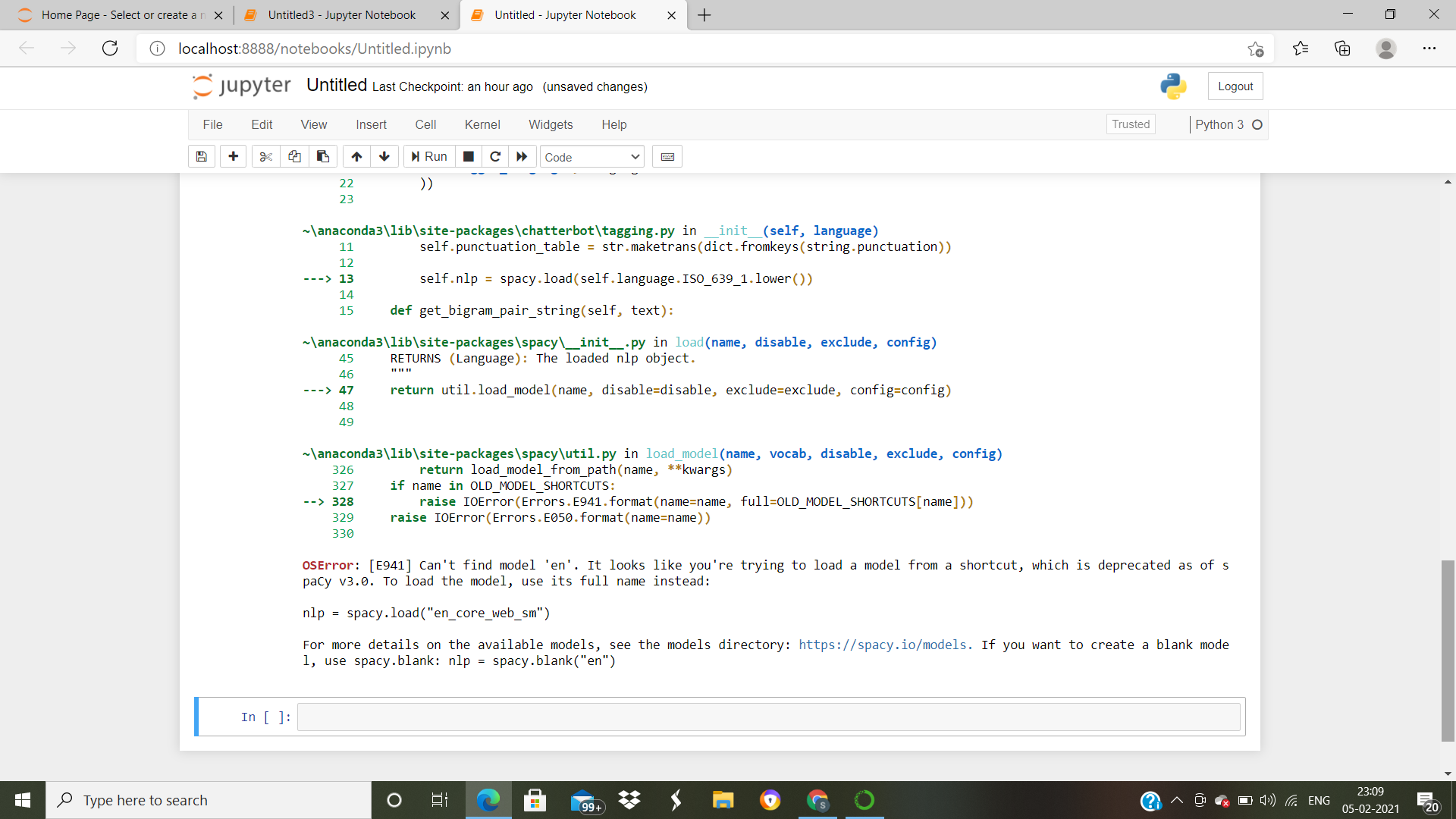 os error · Issue #2114 · gunthercox/ChatterBot · GitHub
