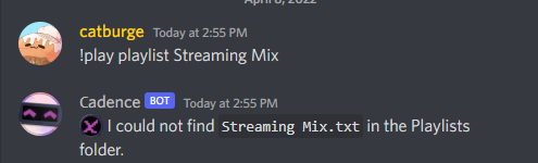 Invoking !play playlist without proper capitalization
