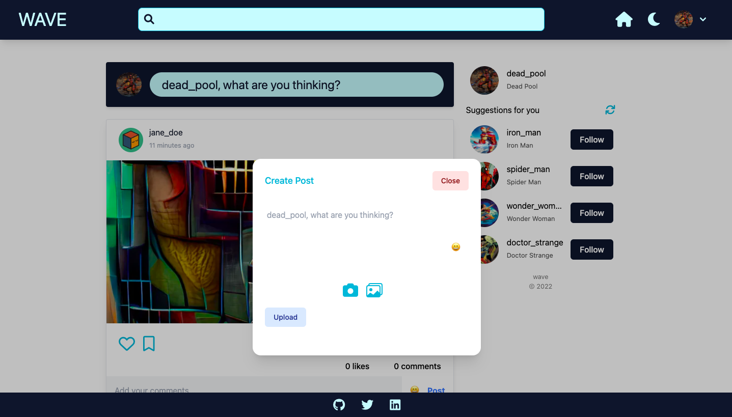 GitHub - Ananyamadhu08/wave: a social media application