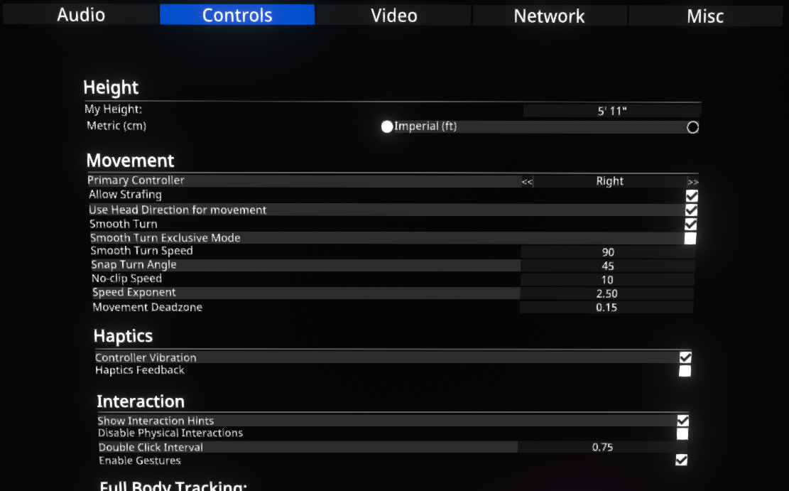 Image of Controls Tab