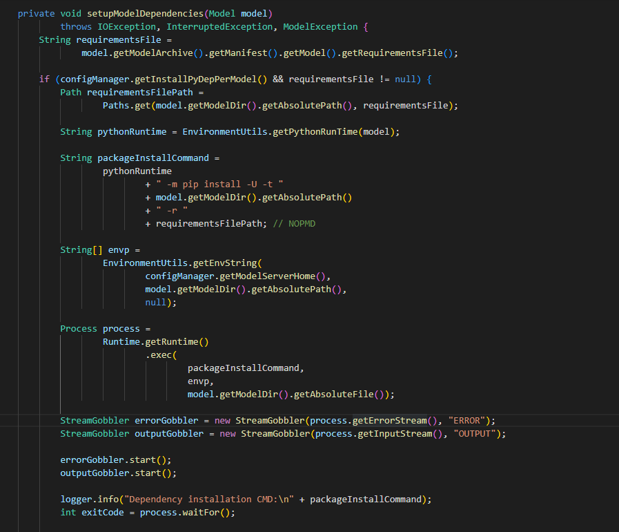 setupModelDependecies