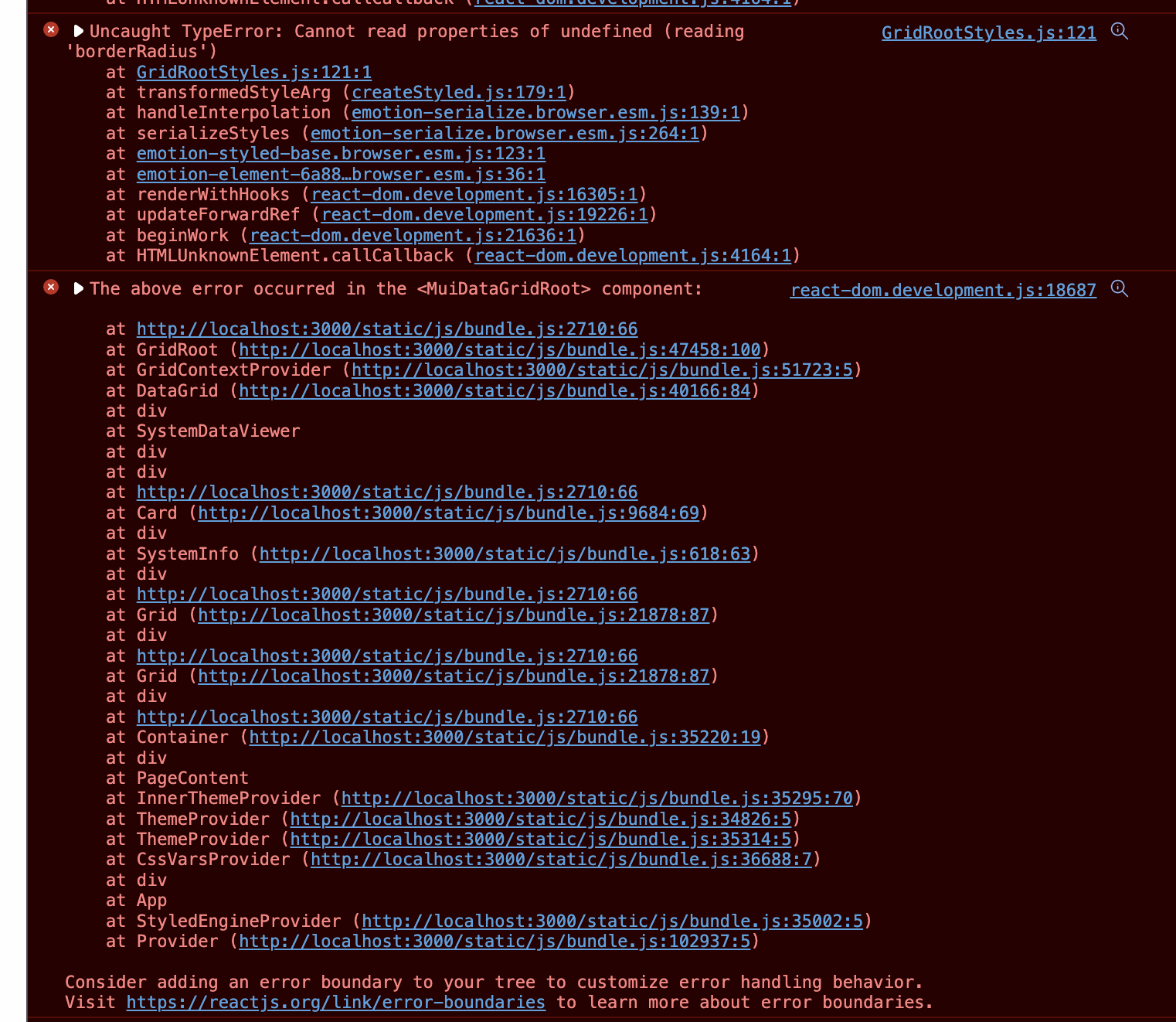 MUI Data Grid not working · Issue #7638 · mui/mui-x · GitHub