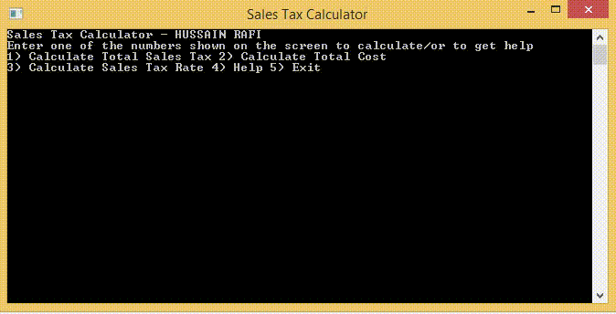 GitHub - HussainRafi232/BasicConsoleSalesTaxCalculator · GitHub