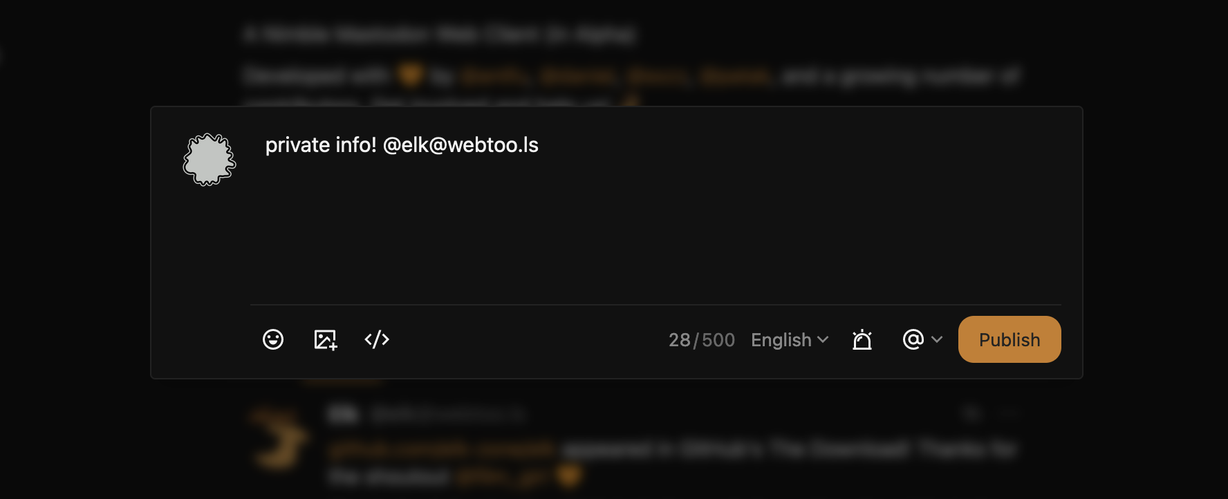 Direct message window should not say Publish · Issue #1539 · elk-zone ...