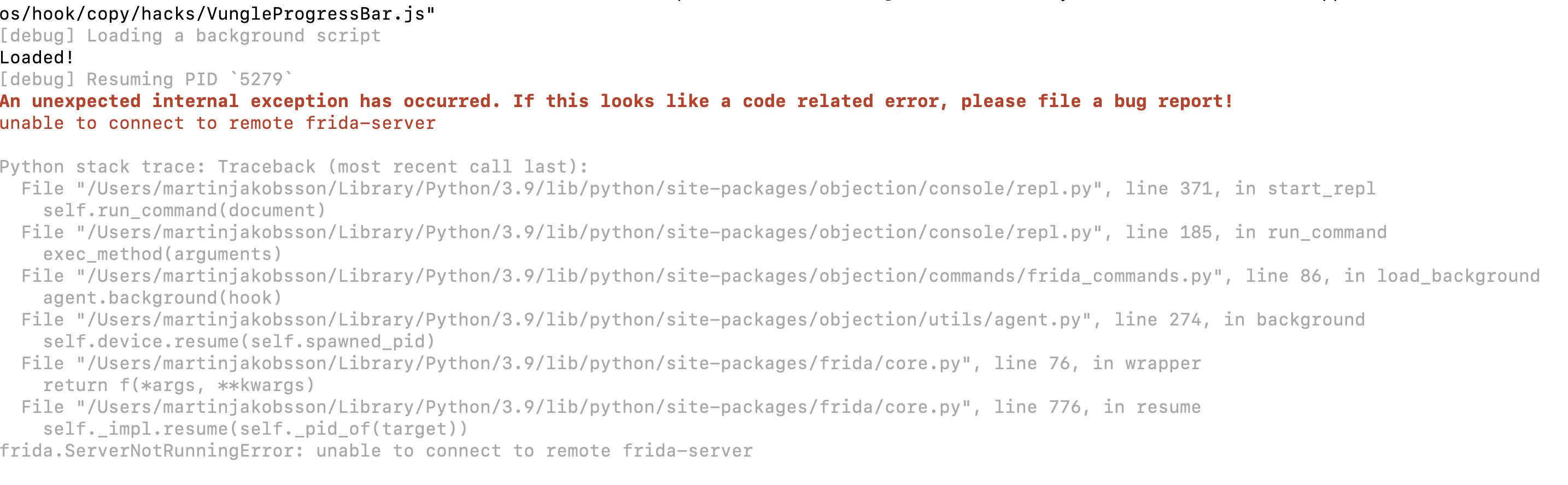 [bug] Bug Description Here · Issue #598 · sensepost/objection · GitHub