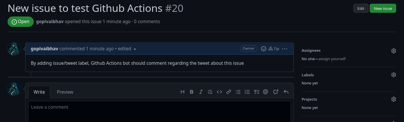 [CI] Setup GitHub Action to tweet when `issue/tweet` label is applied ...