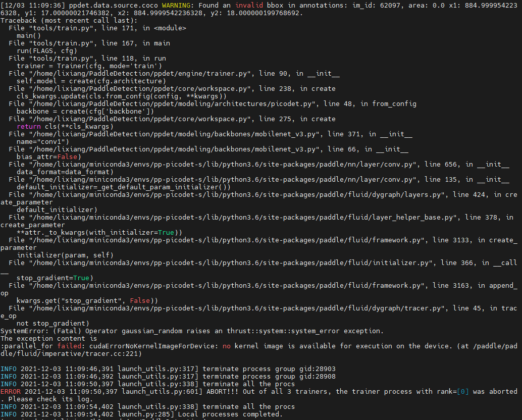 [BUG]训练时出现如图所示错误 · Issue #4793 · PaddlePaddle/PaddleDetection · GitHub