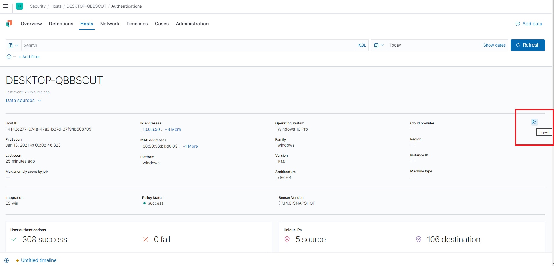  Security Solution Inspect Icon Is Not Functional On Host Detail Page