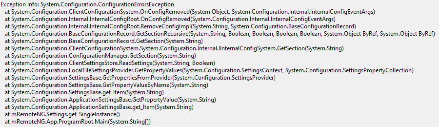 .Net Errors with mRemoteNG · Issue #1932 · mRemoteNG/mRemoteNG · GitHub