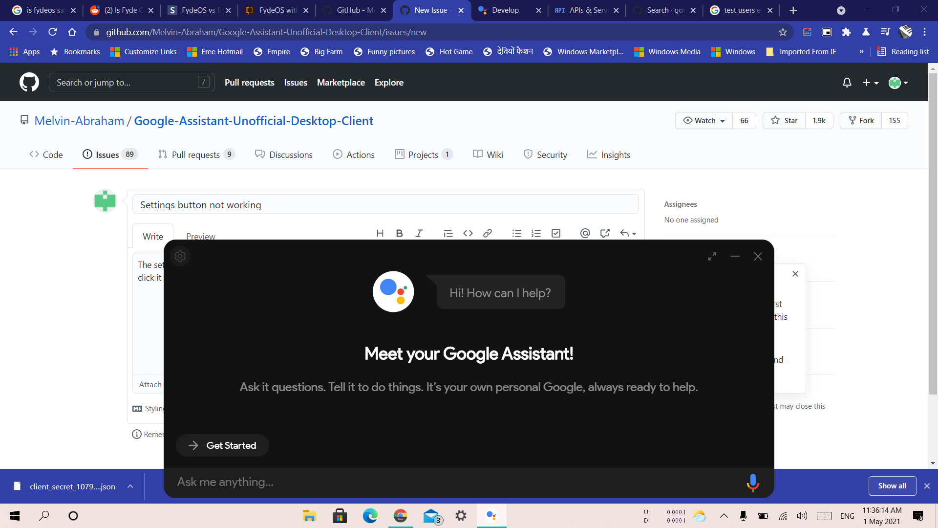 Settings button not working · Issue 351 · MelvinAbraham/Google