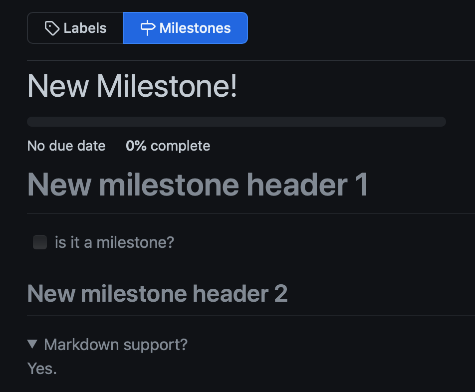 Markdown in Milestone