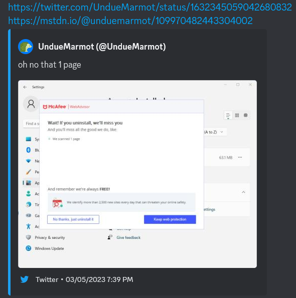 Twitter post as embedded on Discord
