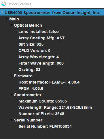 spectrometerInformation
