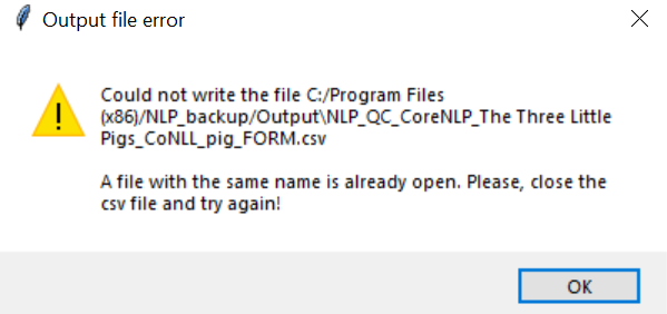 Message box error warning when writing an open file · Issue #572 · NLP ...