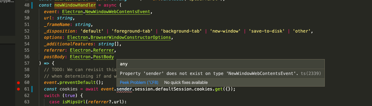 NewWindowWebContentsEvent type missing sender [typescript] · Issue ...