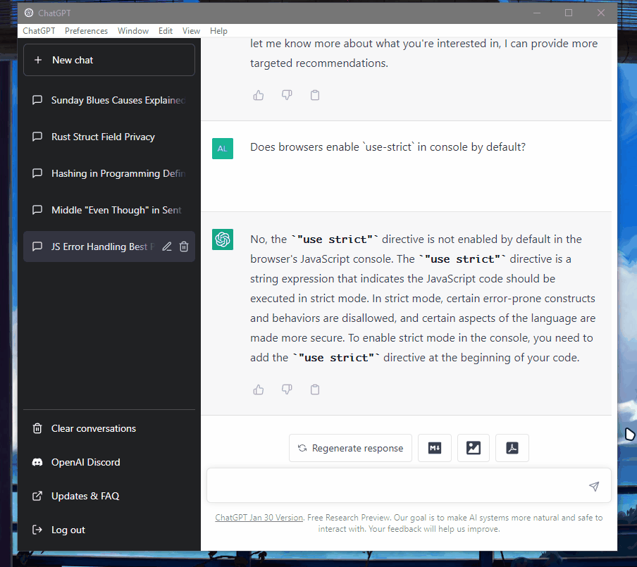 Bug ChatGPT markdown button