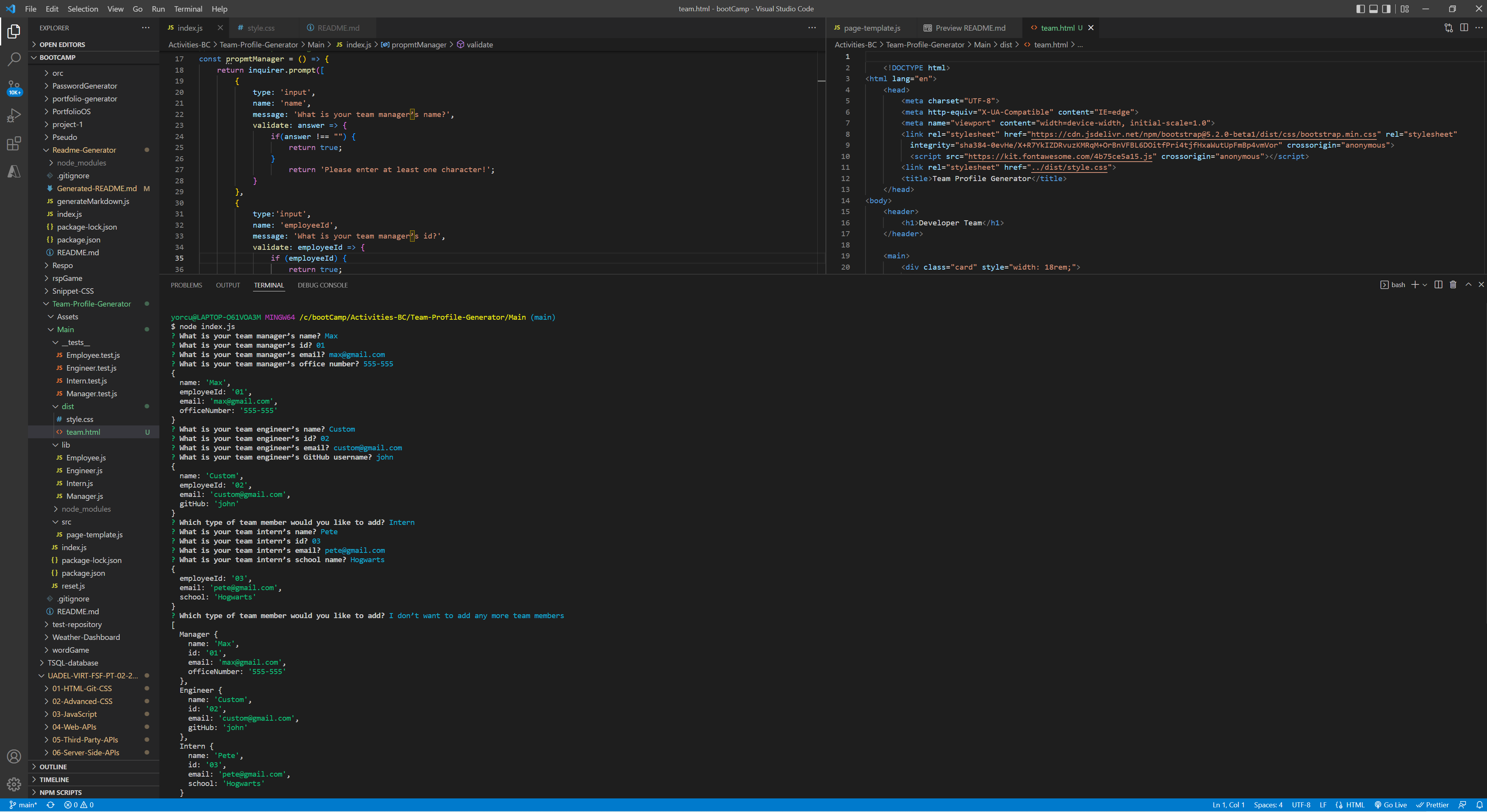 GitHub - orcunSarmis/Team-Profile-Generator