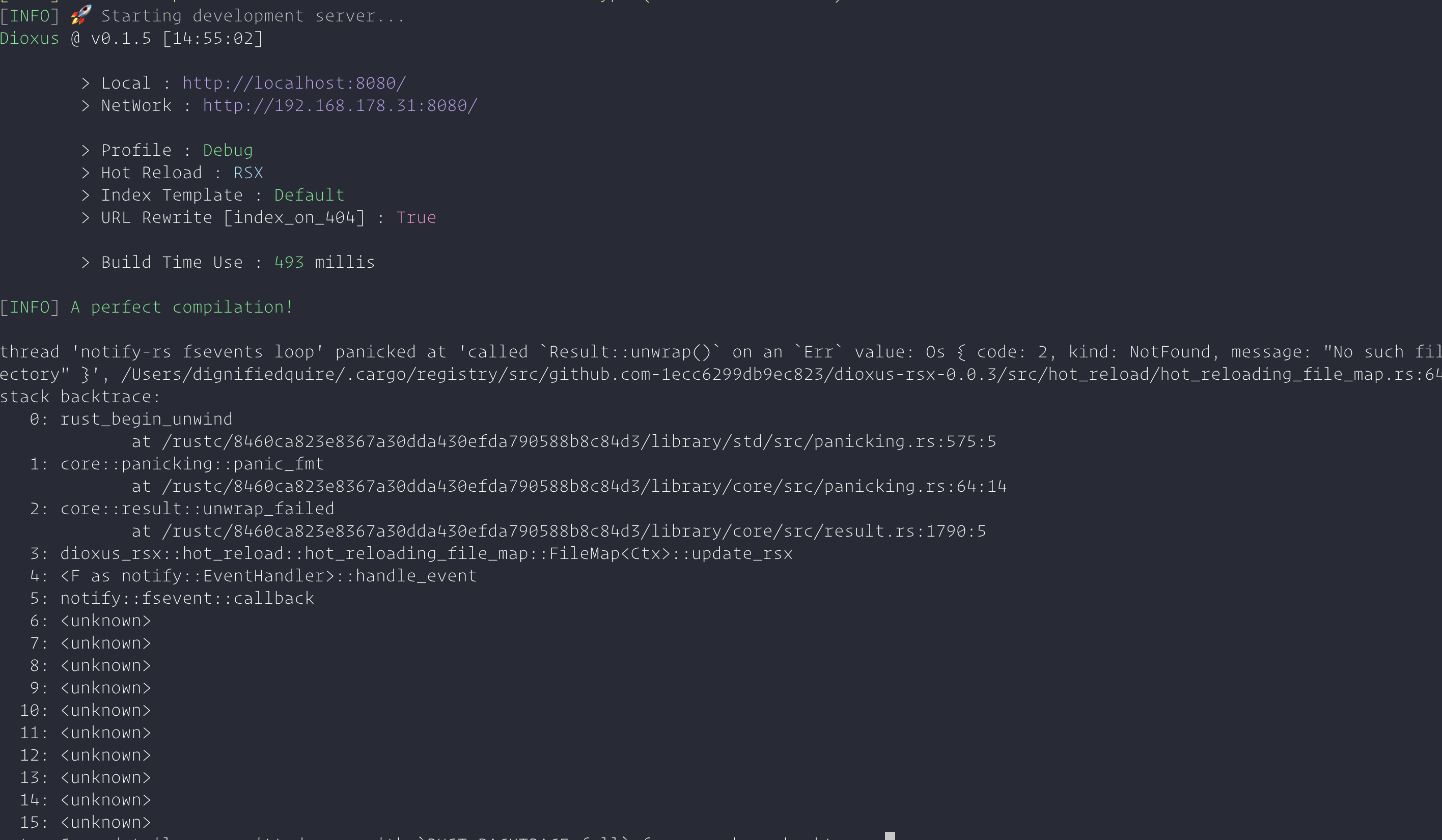 Hot Reload broken on macos · Issue #998 · DioxusLabs/dioxus · GitHub