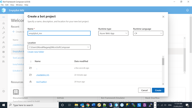 Unable to create BOT after download Composer version 2.0 · Issue #7876 ...