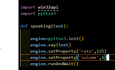 Screenshot of my pyttsx3 program definition