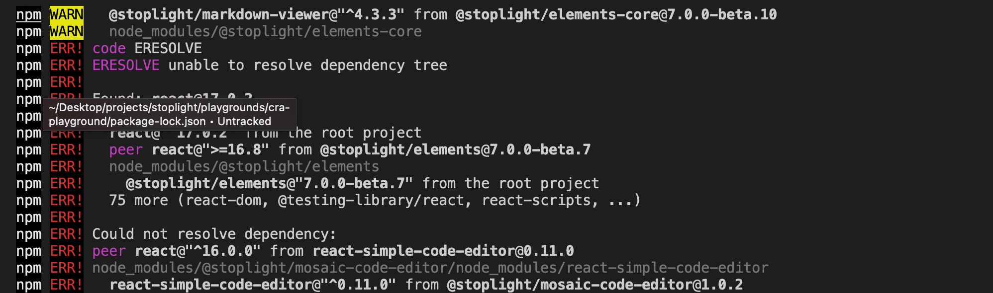 npm install of elements fails when using react 17 and npm 7 · Issue