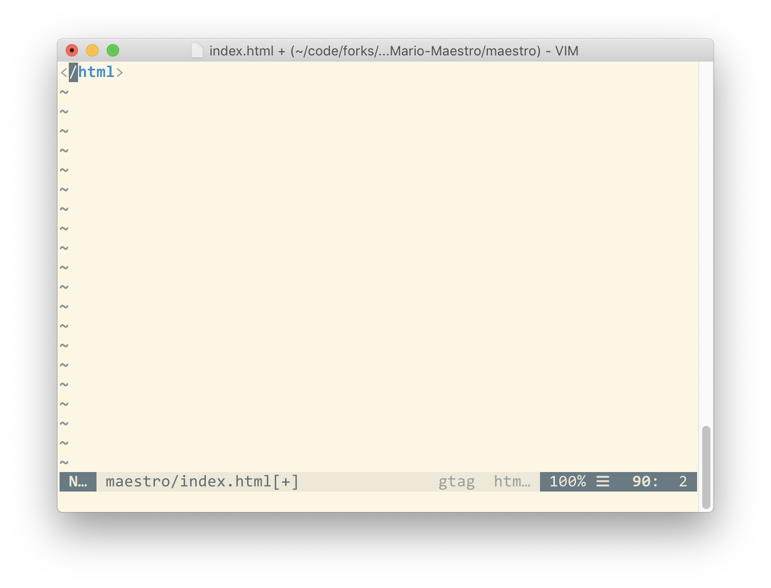 example of scroll bar in MacVim - bottom of scrollable view