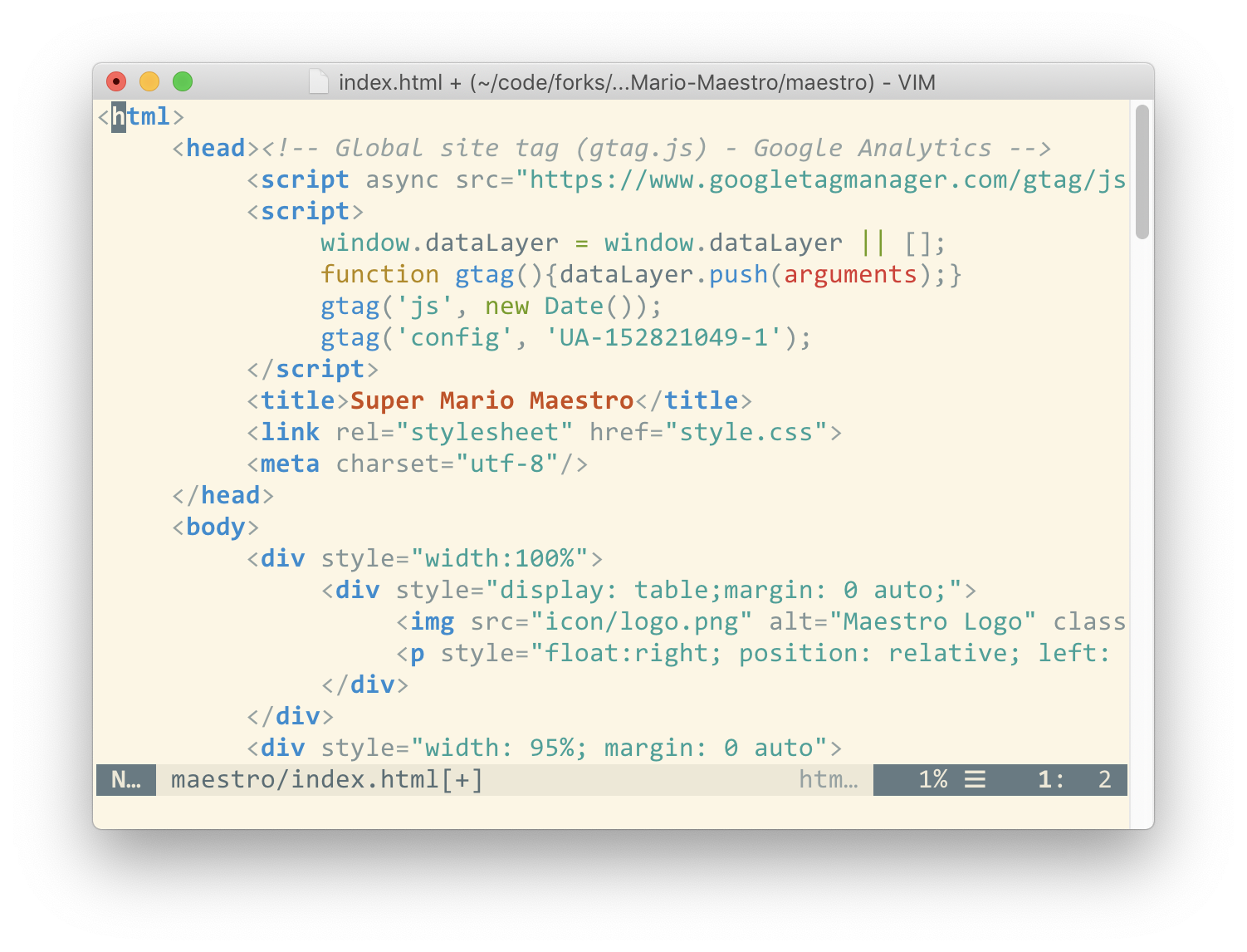 example of scroll bar in MacVim - top of scrollable view