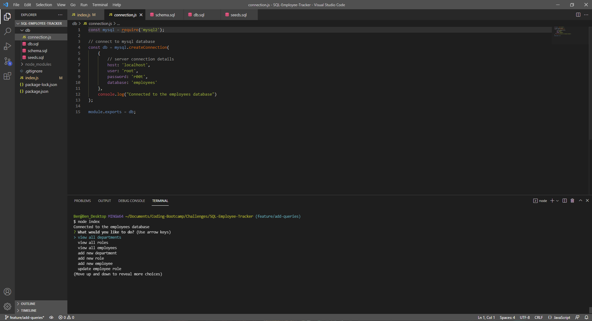 GitHub Benrowen5/SQLEmployeeTracker Challenge 10