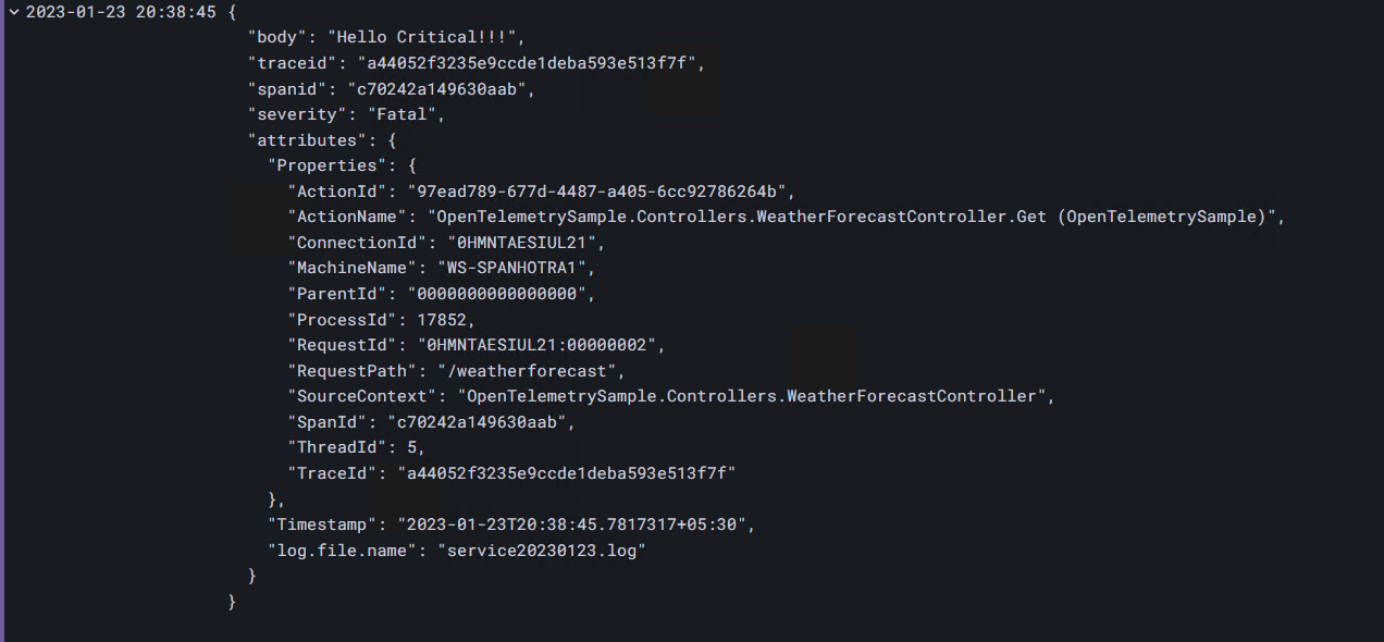 Logs Volume Coloring not happening only for Verbose and Information