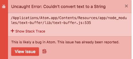 Uncaught Error: Couldn't convert text to a String · Issue #15325 · atom ...
