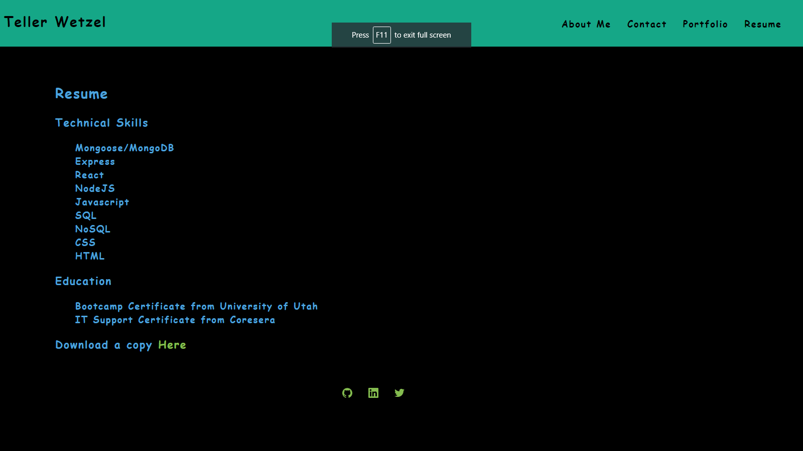 GitHub - Teller35/teller-wetzel: My Professional portfolio using REACT ...