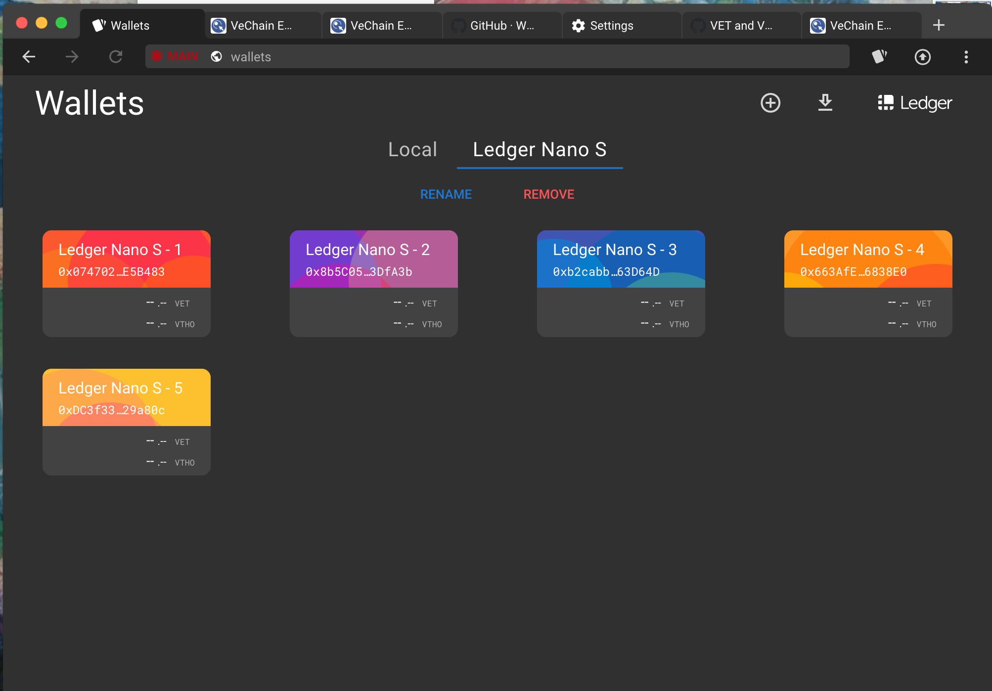 VET and VTHO not visible on Ledger. · Issue #460 · vechain /thor-sync.electron
