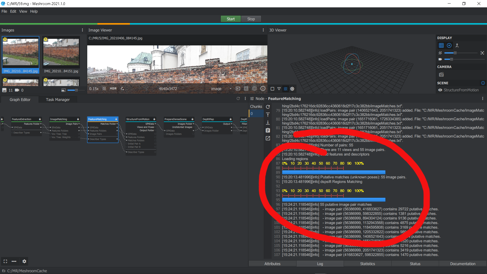 FeatureMatching Log (tiny) bug · Issue #1366 · alicevision/Meshroom ...
