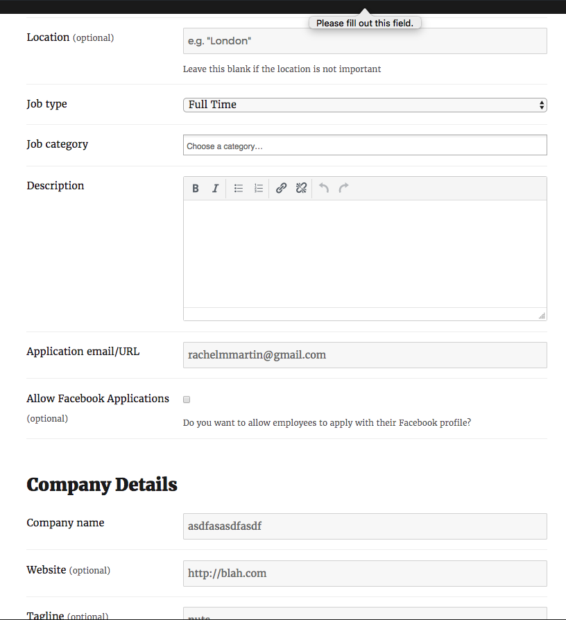 Specify missing field in 